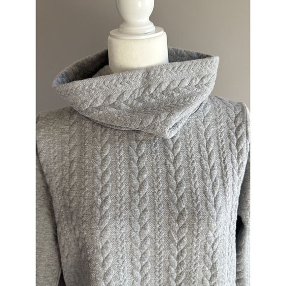 J Crew Cable Knit Cowlneck Top Grey Long Sleeve Casual Classic Cozy Shirt Medium - Picture 6 of 15